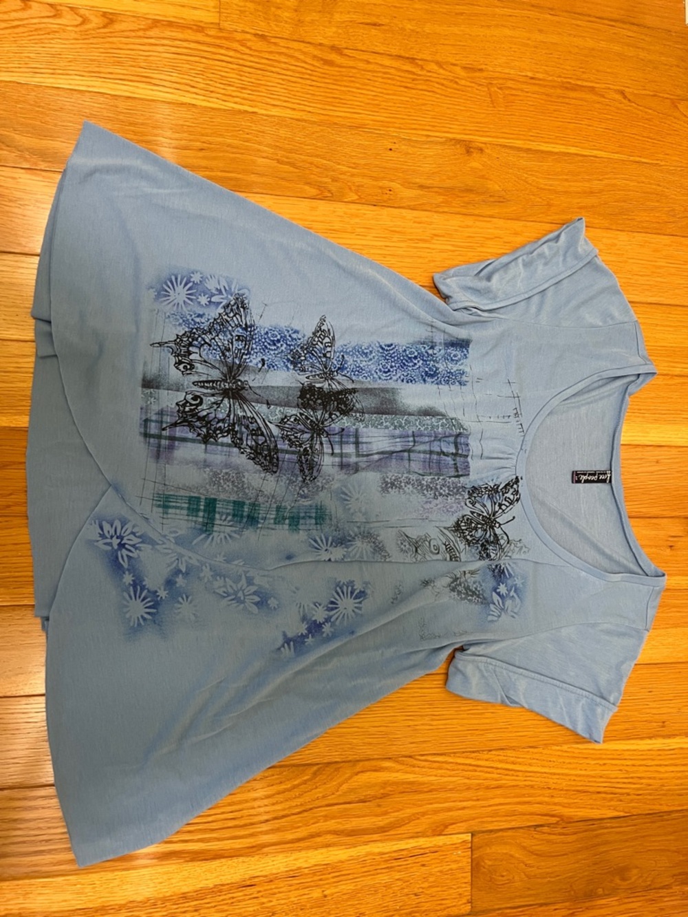 Free People Dusty Blue Scoop Neck Tee
